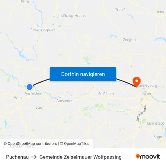 Puchenau to Gemeinde Zeiselmauer-Wolfpassing map
