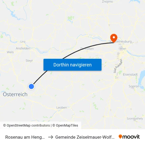 Rosenau am Hengstpaß to Gemeinde Zeiselmauer-Wolfpassing map