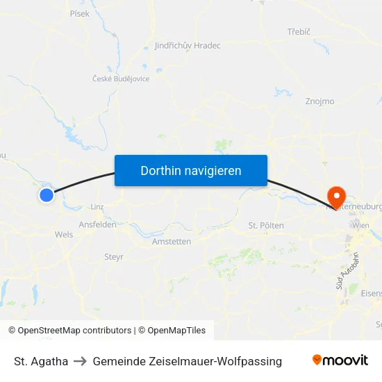 St. Agatha to Gemeinde Zeiselmauer-Wolfpassing map