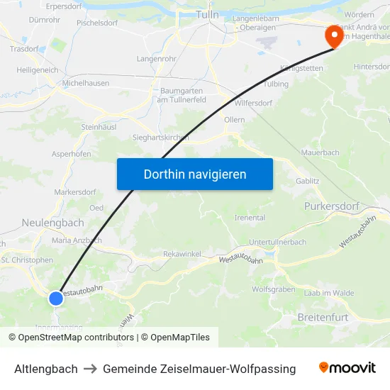 Altlengbach to Gemeinde Zeiselmauer-Wolfpassing map