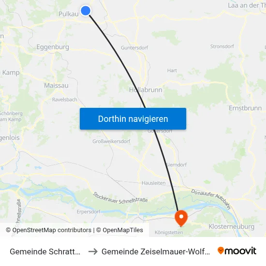 Gemeinde Schrattenthal to Gemeinde Zeiselmauer-Wolfpassing map