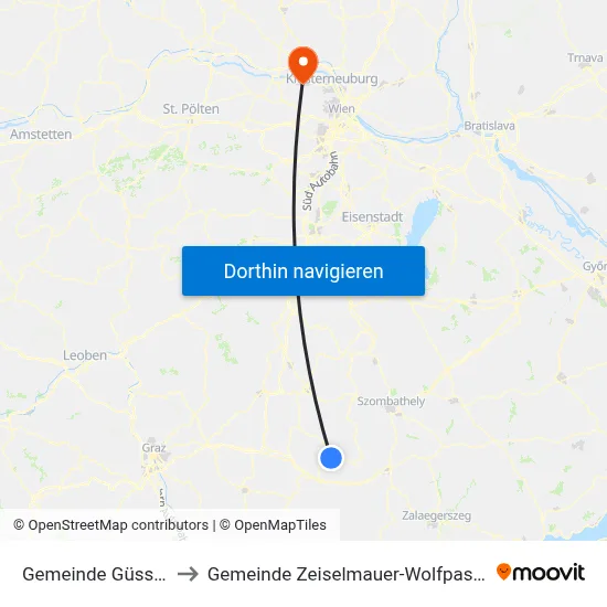 Gemeinde Güssing to Gemeinde Zeiselmauer-Wolfpassing map