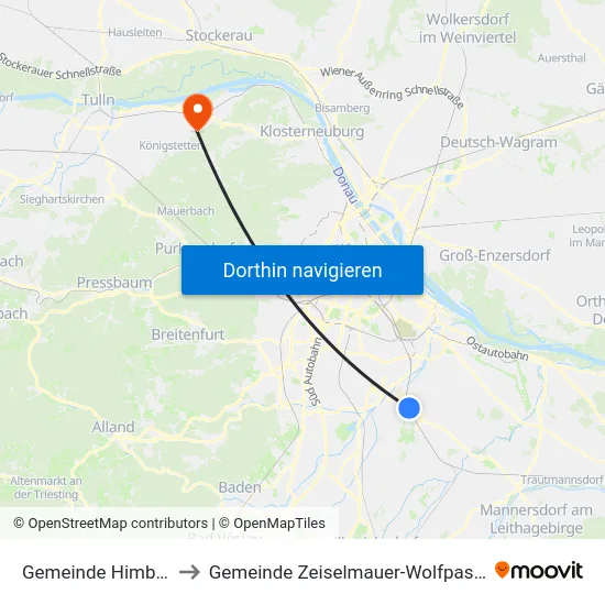 Gemeinde Himberg to Gemeinde Zeiselmauer-Wolfpassing map
