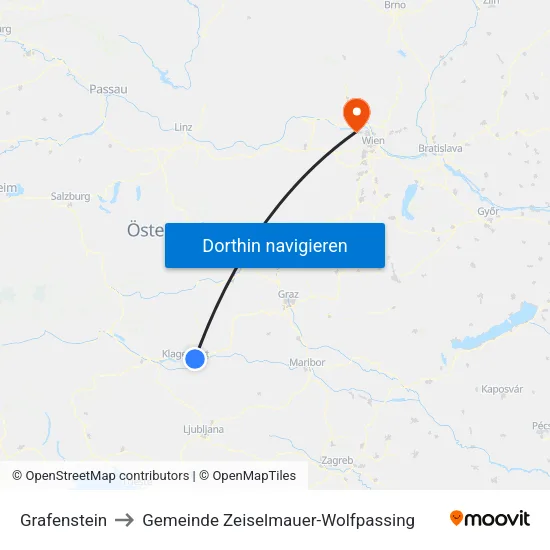 Grafenstein to Gemeinde Zeiselmauer-Wolfpassing map