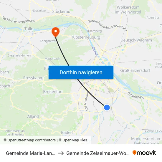 Gemeinde Maria-Lanzendorf to Gemeinde Zeiselmauer-Wolfpassing map