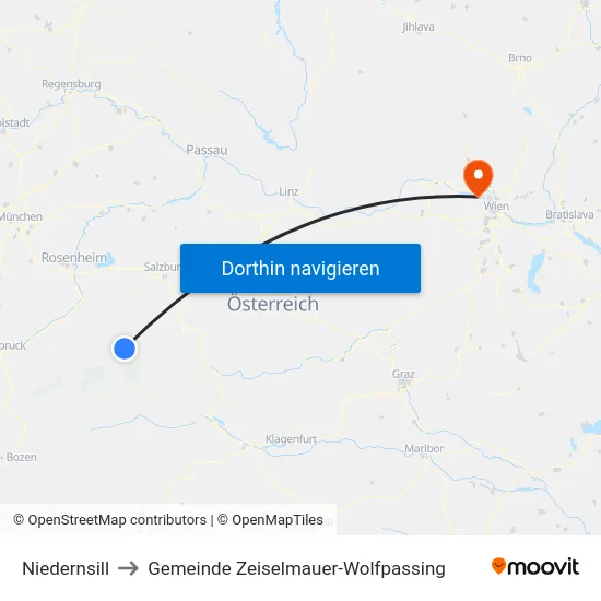Niedernsill to Gemeinde Zeiselmauer-Wolfpassing map