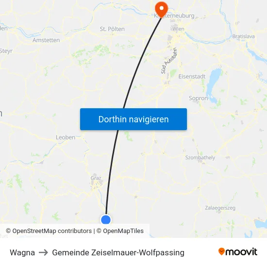 Wagna to Gemeinde Zeiselmauer-Wolfpassing map