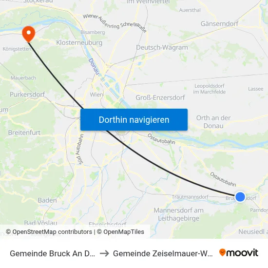 Gemeinde Bruck An Der Leitha to Gemeinde Zeiselmauer-Wolfpassing map