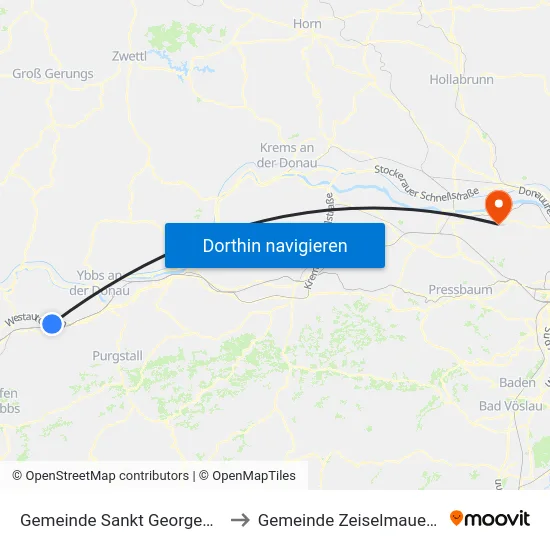 Gemeinde Sankt Georgen am Ybbsfelde to Gemeinde Zeiselmauer-Wolfpassing map