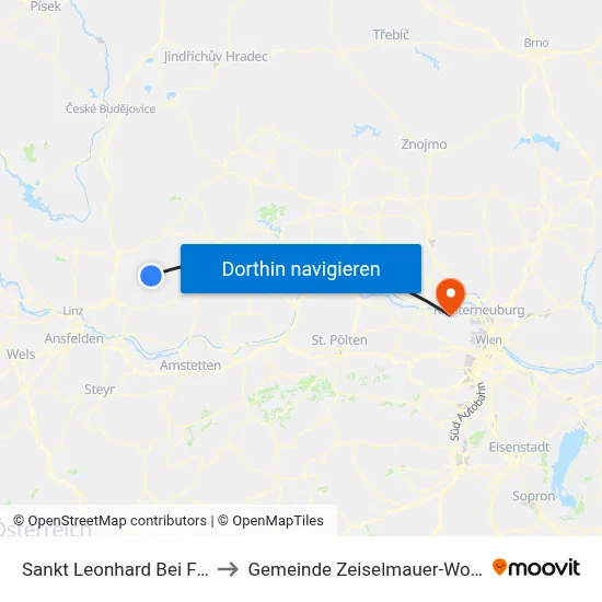 Sankt Leonhard Bei Freistadt to Gemeinde Zeiselmauer-Wolfpassing map