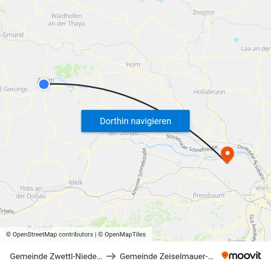 Gemeinde Zwettl-Niederösterreich to Gemeinde Zeiselmauer-Wolfpassing map