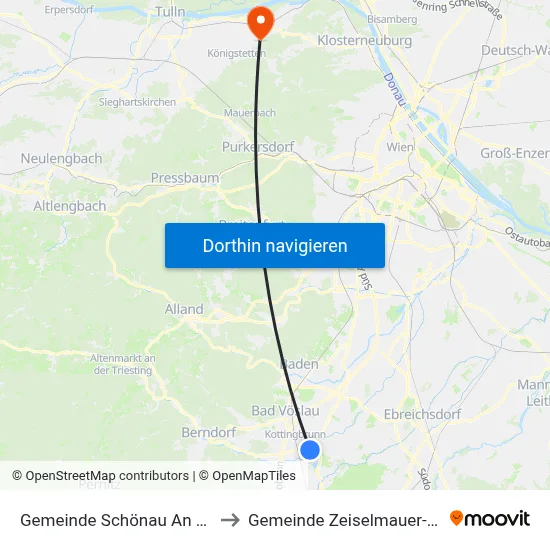 Gemeinde Schönau An Der Triesting to Gemeinde Zeiselmauer-Wolfpassing map