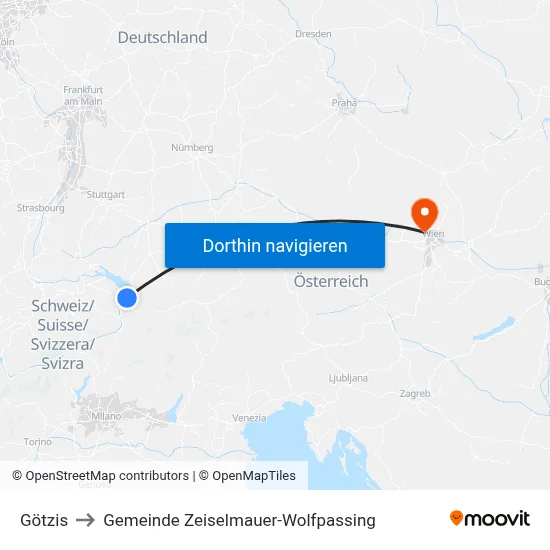 Götzis to Gemeinde Zeiselmauer-Wolfpassing map