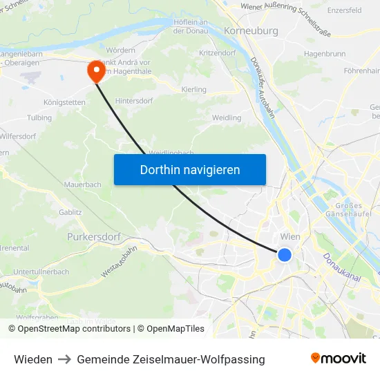 Wieden to Gemeinde Zeiselmauer-Wolfpassing map