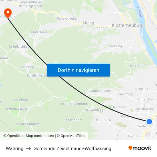 Währing to Gemeinde Zeiselmauer-Wolfpassing map