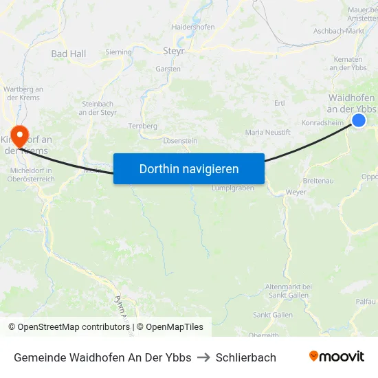Gemeinde Waidhofen An Der Ybbs to Schlierbach map