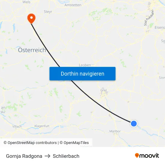Gornja Radgona to Schlierbach map