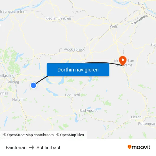 Faistenau to Schlierbach map