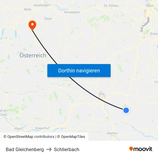 Bad Gleichenberg to Schlierbach map