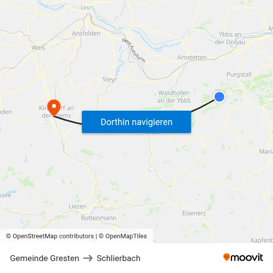 Gemeinde Gresten to Schlierbach map