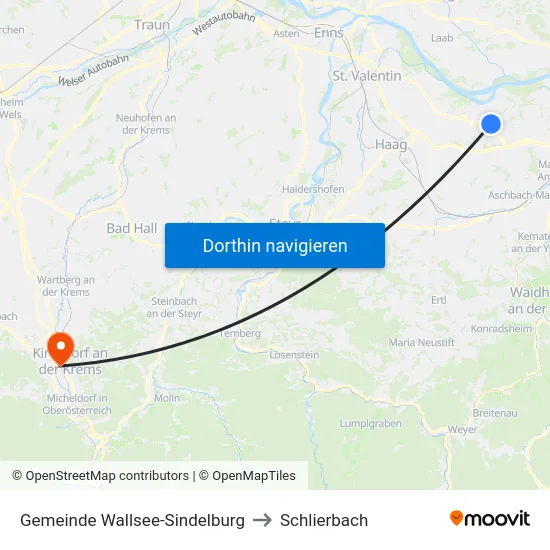 Gemeinde Wallsee-Sindelburg to Schlierbach map
