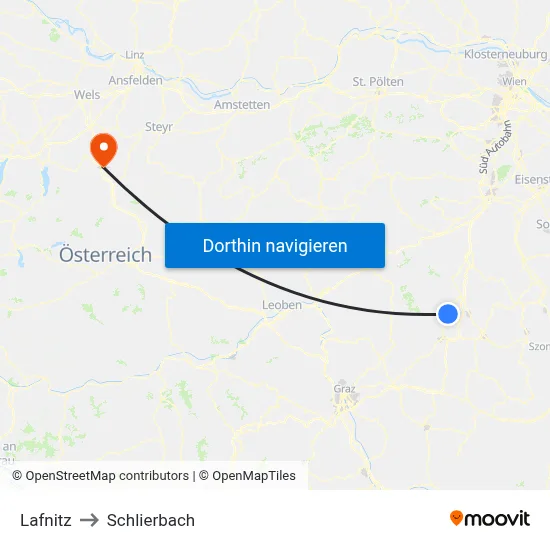 Lafnitz to Schlierbach map