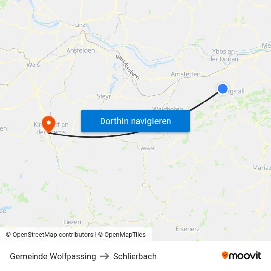 Gemeinde Wolfpassing to Schlierbach map