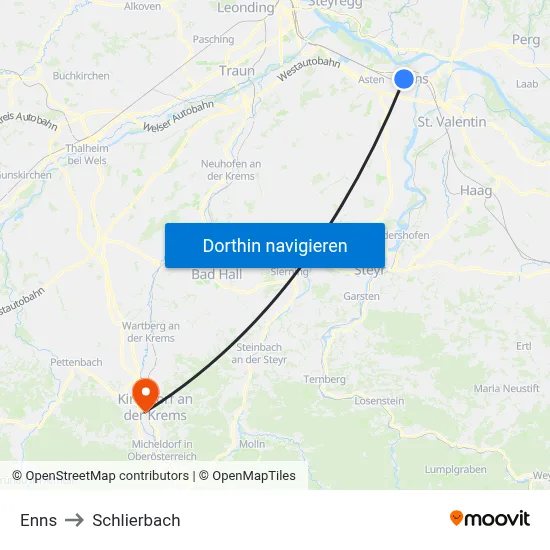 Enns to Schlierbach map