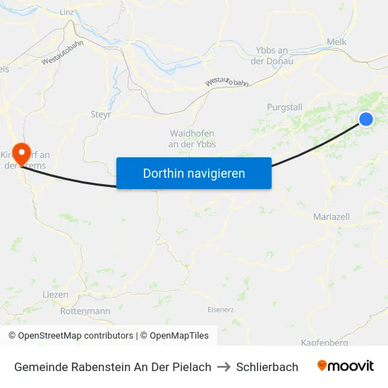 Gemeinde Rabenstein An Der Pielach to Schlierbach map