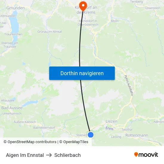 Aigen Im Ennstal to Schlierbach map