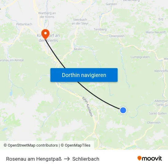 Rosenau am Hengstpaß to Schlierbach map
