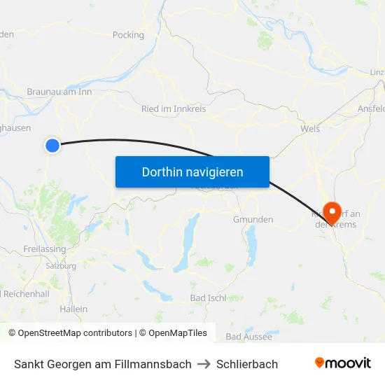 Sankt Georgen am Fillmannsbach to Schlierbach map