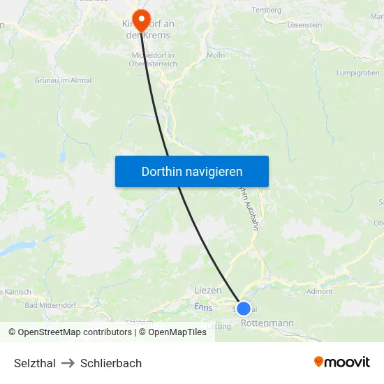 Selzthal to Schlierbach map