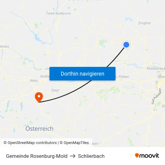 Gemeinde Rosenburg-Mold to Schlierbach map