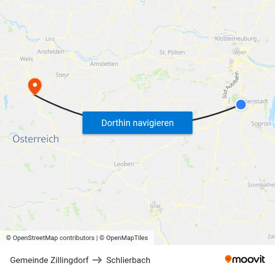 Gemeinde Zillingdorf to Schlierbach map