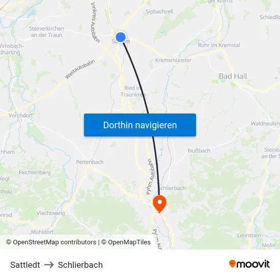 Sattledt to Schlierbach map