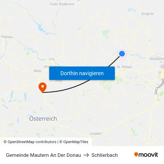 Gemeinde Mautern An Der Donau to Schlierbach map