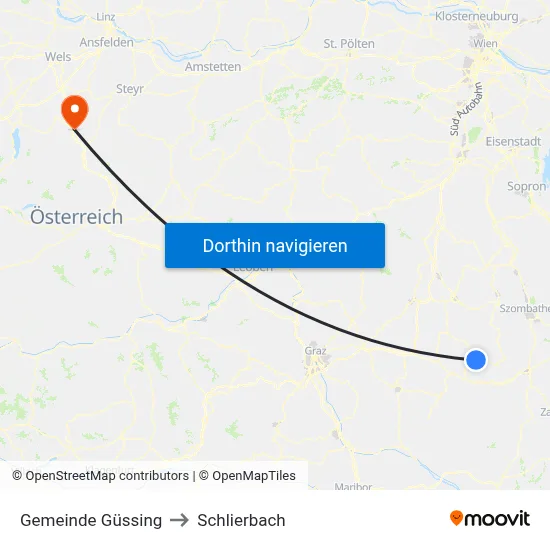 Gemeinde Güssing to Schlierbach map