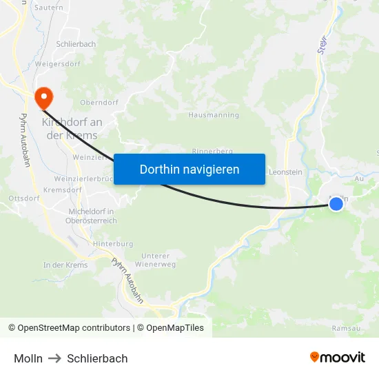 Molln to Schlierbach map