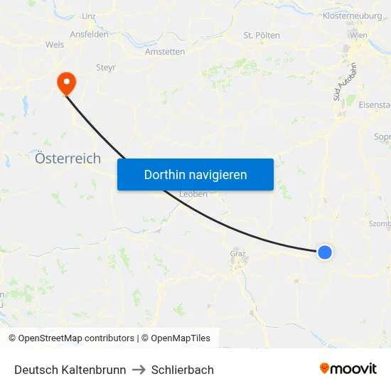 Deutsch Kaltenbrunn to Schlierbach map