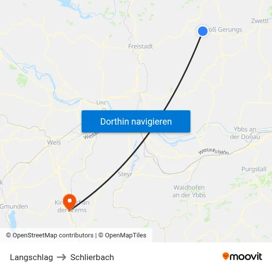 Langschlag to Schlierbach map