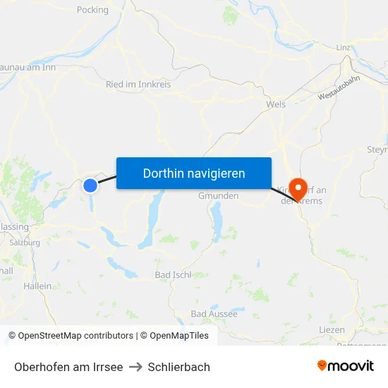 Oberhofen am Irrsee to Schlierbach map