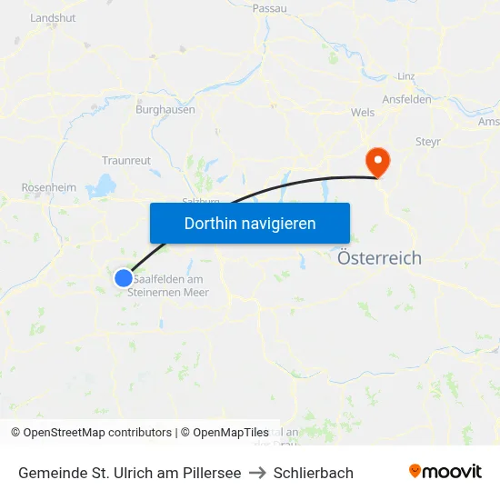 Gemeinde St. Ulrich am Pillersee to Schlierbach map