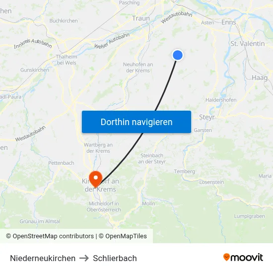Niederneukirchen to Schlierbach map