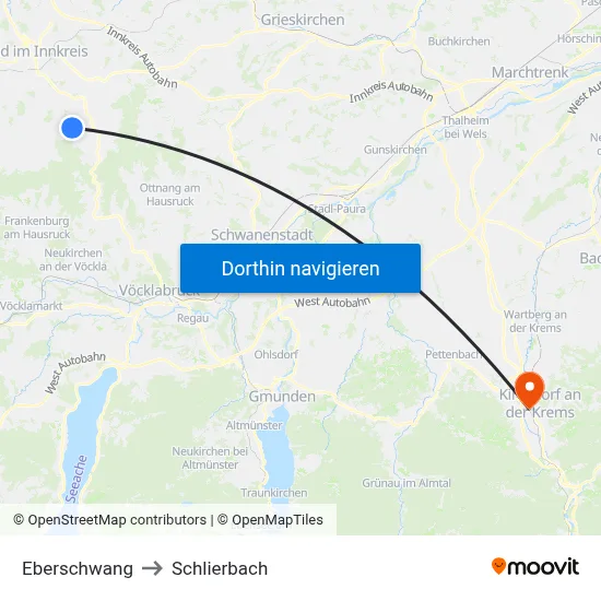 Eberschwang to Schlierbach map