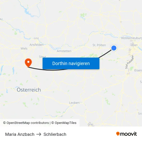 Maria Anzbach to Schlierbach map