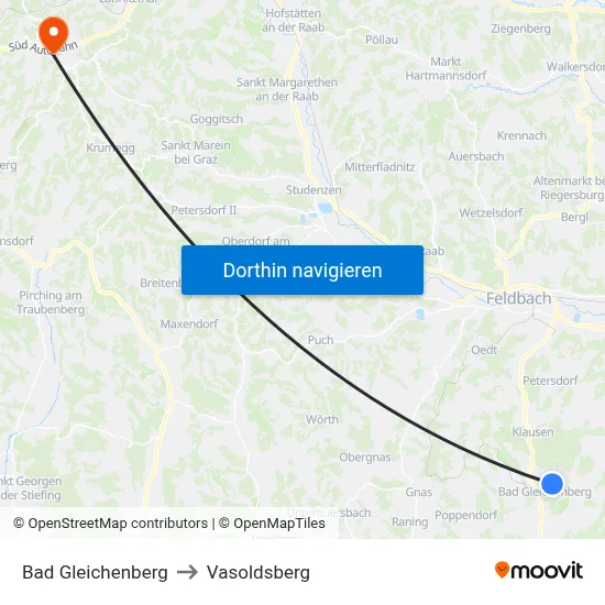 Bad Gleichenberg to Vasoldsberg map