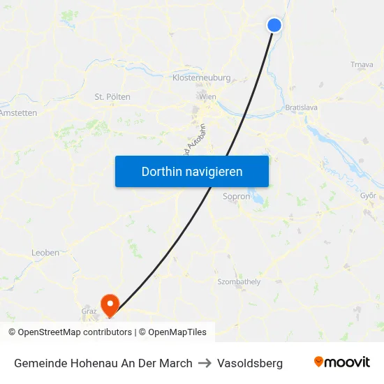 Gemeinde Hohenau An Der March to Vasoldsberg map