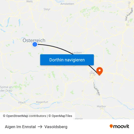Aigen Im Ennstal to Vasoldsberg map