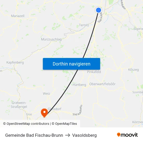 Gemeinde Bad Fischau-Brunn to Vasoldsberg map